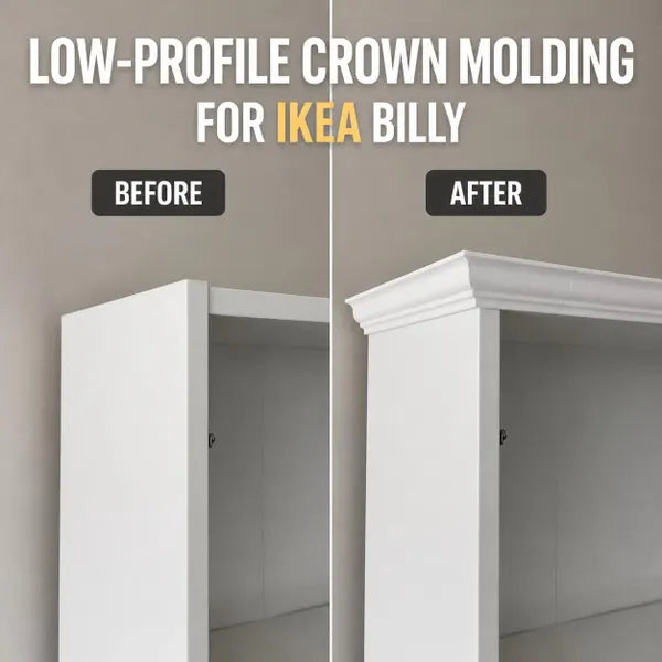 BILLY bookcases with FURNIX3D crown molding